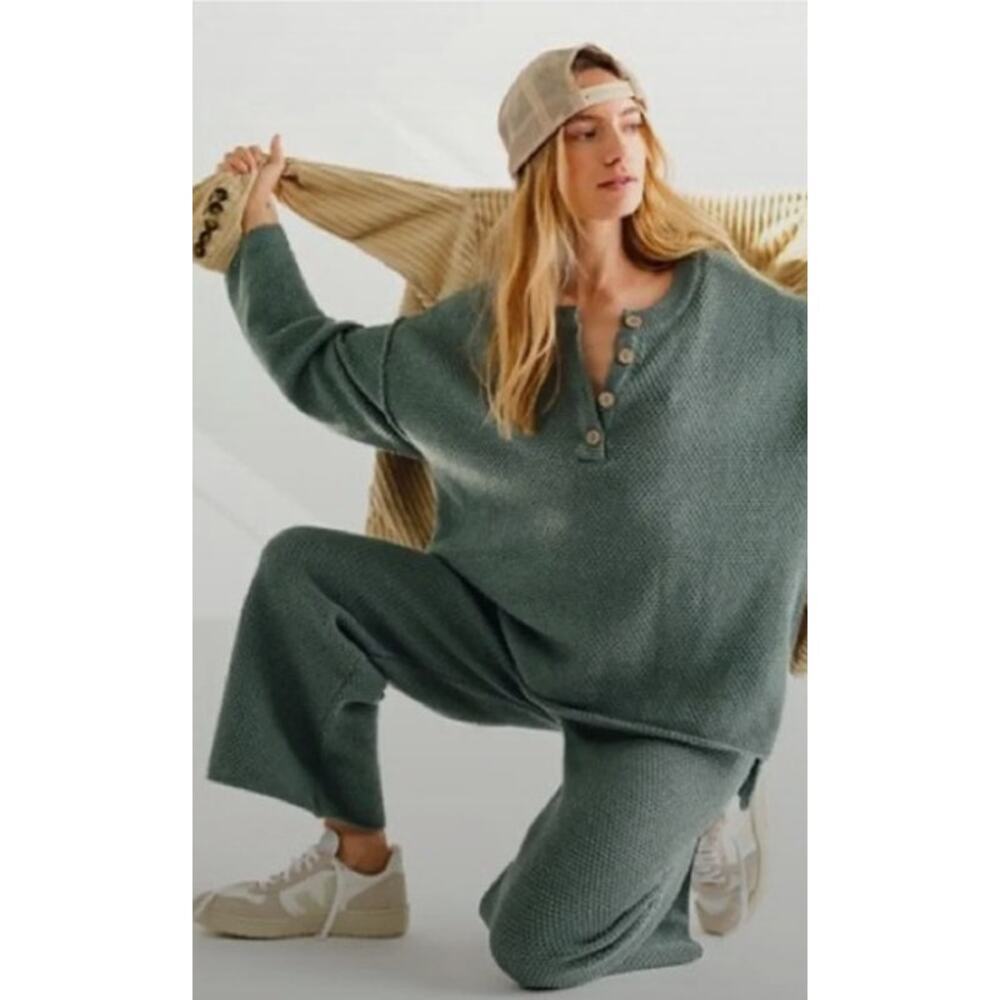 Free People Beach Hailee Sweater Set Cedar Fog Size Large - Picture 2 of 12